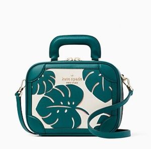 Kate Spade monstera leaves traveler trunk crossbody bag